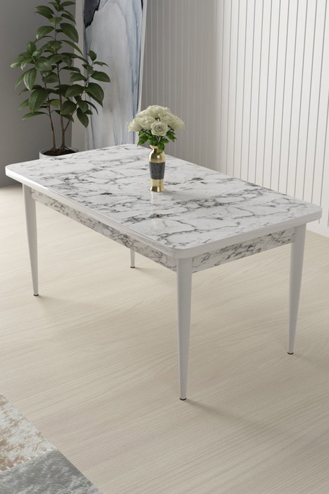 Hanah Home Mesa de Comedor Mármol Blanco y Blanco Hanah Home Mesa de Comedor Mármol Blanco y Blanco